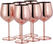 Oak & Steel - Elegant Large Wine Glasses, 550ml - Unbreakable Glass Gift Set for Home Bar, Wedding, Anniversary, Birthday Party (6, Rose Gold)