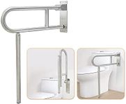 Flip Up Grab Bars for Bathroom Toilet Rails Handicap Grab Bars Shower Safety Hand Rails for Elderly Bathtub Grab Bar Tub Handicapped Toilet Support Shower Handles Bath Rail Folding Grip Bar