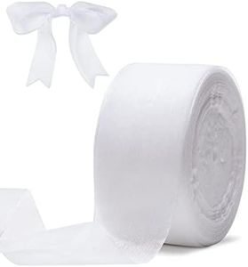 White Organza Ribbon for Gift Wrapping, FAKILO 2 Inch Shimmer Sheer Wrapping Ribbon for Bouquet, Wedding, Christmas Gift - 50 Yards Each Roll