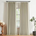 Vision Home Sand Pinch Pleated Full Blackout Curtains Linen Blended Room Darkening Window Curtains 63 inch for Living Room Bedroom Thermal Insulated Pinch Pleat Drapes with Hooks 2 Panel 40" Wx63 L