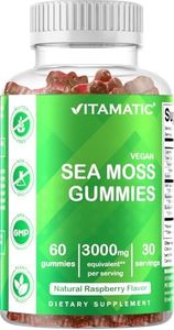 Vitamatic Irish Sea Moss Gummies - 3000 mg - 60 Vegan Gummies - Made with Bladderwrack & Burdock Root - Seamoss Supplement for Thyroid, Energy, Immune Support
