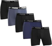 PUMA Men's Microfiber Boxer Brief, 5-Pack - Blue, Gray and Black X-Large