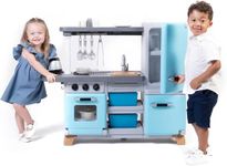 Step2 Cooking Time Kids Kitchen Playset, Indoor/Outdoor Kitchenette, Interactive Play with Lights and Sounds, Made of Durable Plastic, Includes 23 Piece Toy Accessories, for Kids 2+ Years Old.