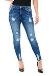 M17 Womens Ladies Ripped Denim Jeans Skinny Fit Classic Casual Cotton Stretchy Trousers Pants with Pockets (32W, Dark Blue Wash), 5056242842231