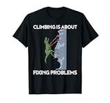 Funny Climbing T-Shirt T-Rex Rock C