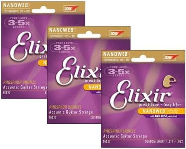 Elixir 16027 Nanoweb Custom Light Phosphor Bronze Acoustic Strings 11-52 (3-pack)