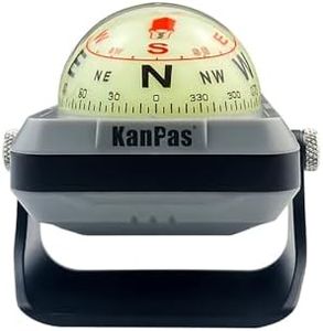 KanPas V-39-L Dashboard Ball Compass for Car with Double Dials Luminous Capsule Adjustable Holder (Grey)
