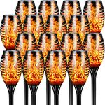 Solar Torch Lights with Flickering Flame, 16 Packs 12LED Tiki Torch Solar Lights Outdoor, IP65 Waterproof Mini Solar Torch Light Auto On/Off for Garden, Patio, Yard, Pathway01