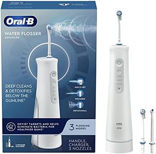 Oral-B Water Flosser Advanced, Cordless Portable Oral Irrigator Handle with 3 Nozzles