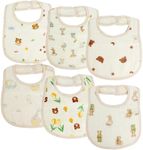 ROMASA Muslin Baby Bibs,Cotton Baby Bandana Drool Bibs for Boys Girls,Absorbent Newborns Infant Burp Cloths for Teething & Drooling (U-shaped 02 print 6-PACK)