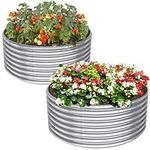 BTDVR 2-Pack 4FT(D) x1.5FT(H) Round Raised Garden Bed Outdoor for Vegetable, Clearance Raised Garden Beds for Flower, Garden Planter Box for Herb, Succulent, Fruit