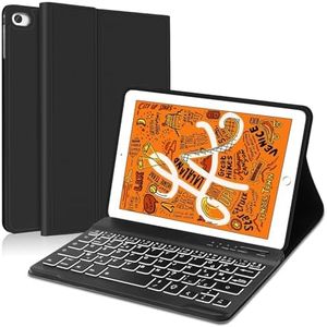JADEMALL Coque Clavier pour iPad Mini 5 7.9", AZERTY Français Clavier Rétroéclairé Magnétique Détachable Bluetooth pour iPad Mini 5/4/3/2/1, Noir