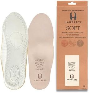 HANDARTE Leather Orthopedic Insoles | Padded Comfort Shoe Inserts for Men | 100% Natural Goatskin - ChromeFree, Anti Sweat & Anti-Odor - Suitable for No-Socks (US M11 | EU45)