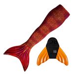 Mermaid Tail and Monofin for Swimming with MER-Shield Tip Protection, Adult Sizes (Tiger Queen - Orange Monofin, Adult S (JS 4-6))