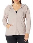 Calvin Klein Women's Ruched Long Sleeve Zip Front Hoodie Hooded Sweatshirt, Evening Sand, S