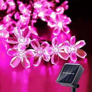 Clearhill 2PCS Solar String Light, 23ft/7M, 50 Lights, 8 Modes LED Outdoor Waterproof Solar Cherry Flower Lights, Garden Fence, Courtyard, Christmas Tree Decoration