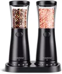 Electric Salt and Pepper Grinder Set with Storage Base, Stainless Steel Rechargeable Salt and Pepper Grinder Set with 4.5 oz Large Capacity, 1.8" Wide Mouth, Adjustable Coarseness, Ideal for Kitchen