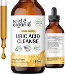 Wild & Organic Uric Acid Cleanse Liquid Drops - Tart Cherry, Turmeric, Celery, Chanca Piedra, Dandelion Root Extract Complex - Uric Acid Support Supplement - Vegan, Alcohol Free Tincture - 4 oz