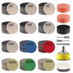188 PCS 1 Inch Sanding Disc, GOH DODD Hook and Loop 60 to 10000 Grit Wet Dry Sandpaper Micro Sand Paper with 1/8" 1/4" Shank, Backing Pad, Polishing Pads, Foam Sanding Pads for Wood Auto Metal Resin
