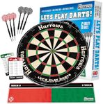 Harrows Dart Board Let’s Play Set I Dartboard Official Size I Darts Board with 6 Darts I Compatible with Dart Board Stand, Dart Board Lighting, Dartboard Cabinet I 6 Darts Set with Board