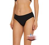 Leovqn Period Swimwear Bikini Menstrual Leakproof Swim Bottoms UPF 50+ Waterproof Brief Light Flow for Women Girls Teens (Low Waist, Black, XXS)