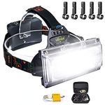 LETOUR Head Torch Rechargeable, 5000 Lumen 4500mAh LED Headlamp with 3 Modes, 120° Wide Angle Floodlight Hard Hat Light, IPX5 Waterproof Headlight for Power Cuts, Camping, Running, Hiking