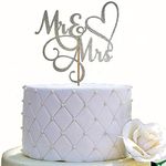 Mr and Mrs Cake Topper, Bride and Groom Sign Wedding, Engagement Cake Toppers Decorations, Double-faced Silver Glitter