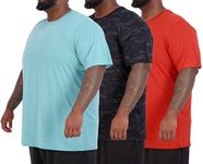 Real Essentials Men’s Big and Tall Tech Stretch Short Sleeve Crew Quick Dry Fit T-Shirt Wicking Active Athletic Gym Top Clothes Lounge Sleep Running Basketball Workout Tee, Set 12, 3X, Pack of 3