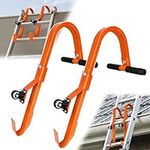 VONLX 2 Pack Ladder Roof Hooks, Heavy Duty Steel Extension Ladder Roof Stabilizer with Wheels for Roof Extension with Rubber Grip T-Bar, 500 lb Load Capacity, Easy to Access Steep Roofs