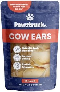 Pawstruck Natural Jumbo Cow Ears for Dogs - Healthy Rawhide Free, Highly Digestible Low Calorie & Long Lasting Dental Chew Treat for Small, Medium, Large Chewers - Pack of 10 - Packaging May Vary