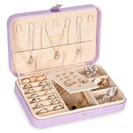 LANDICI Jewellery Box Small Jewellery Organiser for Women Girls, PU Leather Travel Jewellery Storage Case, Portable Jewellery Holder for Ring Earrings Necklace Bracelet, Jewellery Gift Box,Lavender