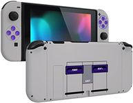 eXtremeRate Back Plate for Nintendo Switch Console, NS Joycon Handheld Controller Housing with Full Set Buttons, DIY Replacement Shell for Nintendo Switch - Classics SNES Style