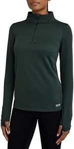 TCA Women’s Cloud Fleece ¼ Zip Thermal Running Top with Zip Pocket - Deep Forest, X-Large