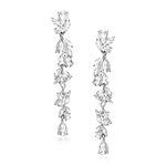 EVER FAITH Wedding Rhinestone Crystal Chandelier Dangle Earrings for Women Brides, Art Deco Marquise Teardrop Bridal Long Dangle Drop Earrings for Prom Clear Silver-Tone