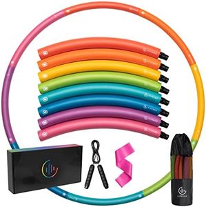 Fiteroc Weighted Fitness Hula Hoop Adult Beginner - 2.8 lb Weighted Hula Hoop for Adults - Detachable and Portable - Exercise Holahoop with Jump Rope, Resistance Band and Carry Bag (Multicolor)