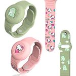 ZOICIP Compatible with AirTag Bracelet for Kids 2Pack, Cute Bracelet for AirTag Hidden Wristband Air Tag Holder Waterproof, Soft Silicone Watch Band Case for Airtag Toddler Girls boys(Pink+Green)