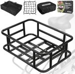 RAYMACE Rear Rack Bike Basket with Cargo Net and Liner Large Bicycle Basket Perfect Mount for Electric Bike