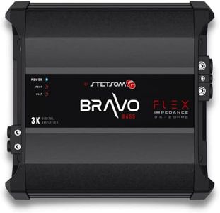 Stetsom Bravo BASS Flex 3K Mono Class D Car Audio Amplifier, Auto Impedance System 0.5 to 2 Ohms, Monoblock, 3000W RMS at Variable Impedance 0.5, 1, 2 Ohm, 3000x1, Smart Multi-impedance Subwoofers Amp