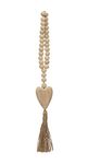 Creative Co-Op Paulownia Wood Beads with Heart Pendant & Jute Tassel Garland, Cream