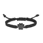 constantlife Paw Print Cremation Bracelet for Ashes Stainless Steel Urn Braided Rope Adjustable Bangle Keepsake Pet Dog Cat Memorial Ash Holder Jewelry (Black)