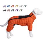 Dog Coat Dog Warm Jacket, 4 Legs Covered Waterproof Windproof Reflective Warm Dog Vest, Zippered Adjustable Outdoor Dog Snow Jacket for Small Medium Large Dogs Orange XL