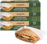 Ecopack Home Compostable Eco Friendly Resealable Reusable Sandwich Bags - 45 bags, Set of 3 Eco Friendly, Meal Prep, Plant based, Zero Waste, Plastic Free Alternative for Earth Friendly Food Storage