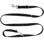 Vitazoo Premium Dog Lead In Graphite Black, Strong and adjustable to 3 different lengths (1,1 m - 2,1 m) | leash, double leash, braided, with 2 years of customer satisfaction guarantee