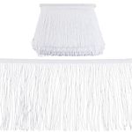 OLYCRAFT 10M Fringe Trim Lace Tassel 16cm Wide Chainette Fringe Trim Ribbon White Fringe Trim for Latin Dance Dress DIY Clothing Embellishment Lamp Shade and Pillow Decorations