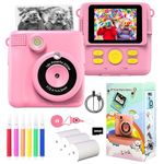 Kids Camera for Girls Boys, Kids Instant Print Camera Toy, 2.4" Screen, 1080P HD Kids Digital Camera with 3 Rolls Photo Paper, Birthday Gifts for 3 4 5 6 7 8 9 10+ Year Old,6 Color Pens, 32GB SD Card