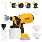 GlowSpark Cordless Paint Sprayer for Dewalt 20V Battery, HVLP Paint Sprayer Gun with 4 Copper Nozzles & 3 Spray Patterns, 10 Funnel Paper for Home, Wall, Fence, Floor, DIY(Battery Not Included)