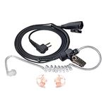 HYS Surveillance 1 Wire Headset Acoustic Tube Earpiece W/Ear Tip and Medium Silicon Earmold for CP200 PR400 RDM2070D CLS RDX RDU and MOTOROLA 2-PIN Walkie Talkie Radios