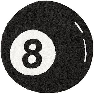 Estmy Black 8 Ball Round Bathroom Rugs Bath Mat 2ft Non-Slip Washable, Cute Unique Cool Fun Black and White Circle Bath Rugs Soft Absorbent