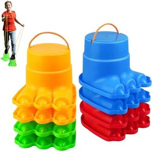 IROO Balancing Stilts for Kids, 4 Pairs Walking Monster Feet for Balance and Coordination, Toys for Girls & Boys Age 4-10 Years Old Indoor or Outdoor Play (8 Total)