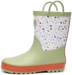 RAINANGEL Toddler Rain Boots with Easy-On Handles, Waterproof Rubber Kids Rain Boots for Girls and Boys, in Fun Printed & Colors Unisex-Child Outdoor Rain Boots,Size T7